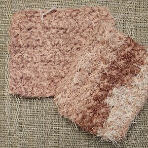 Hand Crafted Rose and Cream Textured Kitchen Scrubby Set